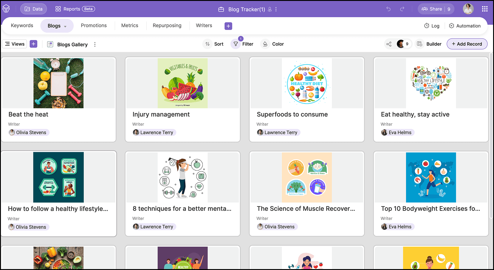 Gallery to browse visual assets