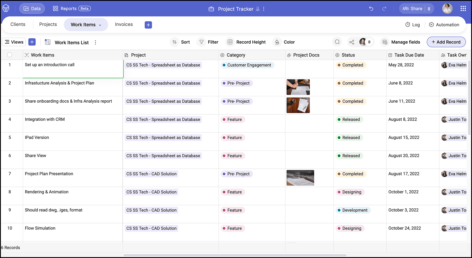 Grid for data entry