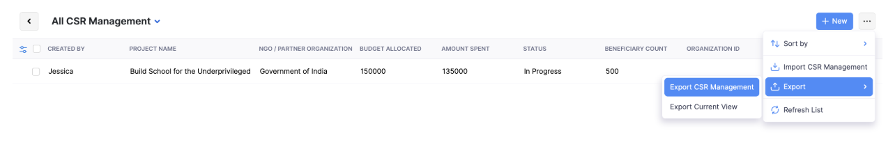 Export Custom Module