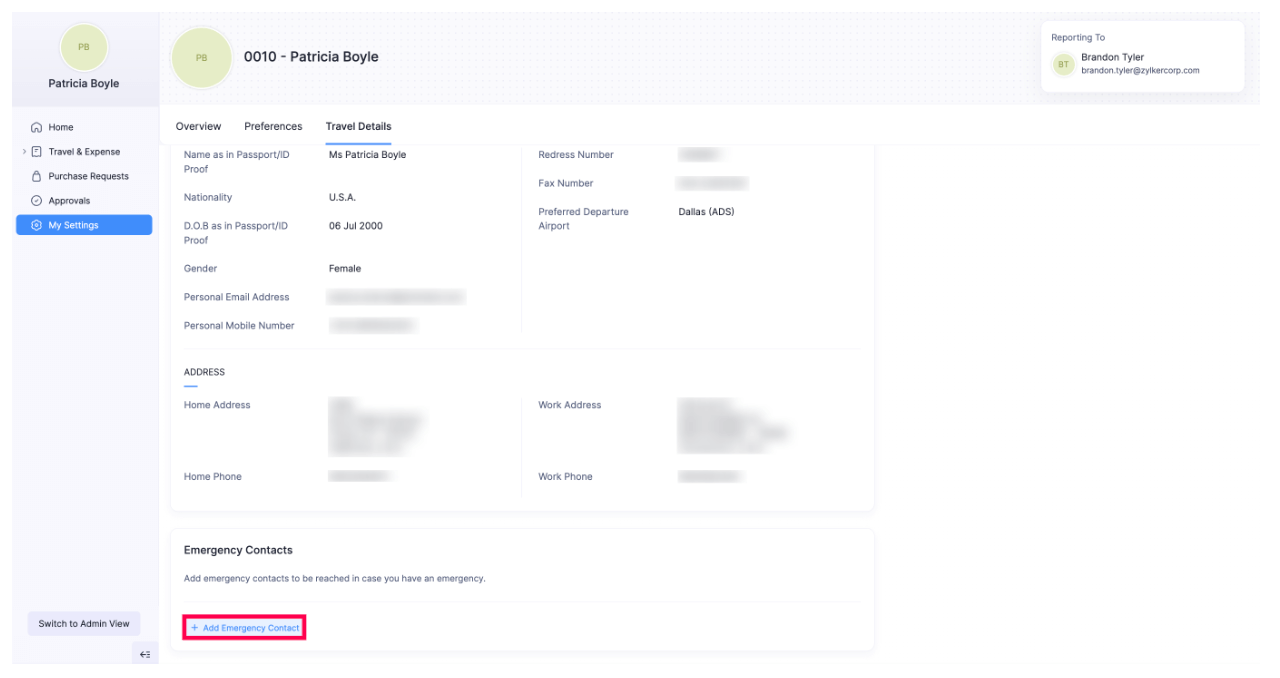 Add Emergency Contact