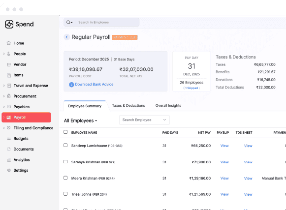 Payrun in Zoho Spend Payrun in Zoho Spend