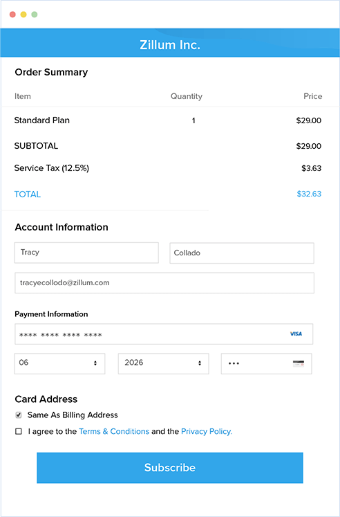 Receive payments via PCI-compliant hosted pages