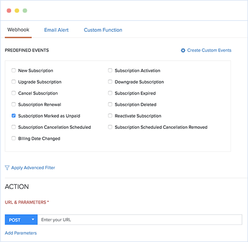 Track subscription changes with webhooks