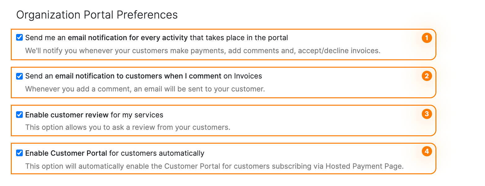 Organization Portal Preferences