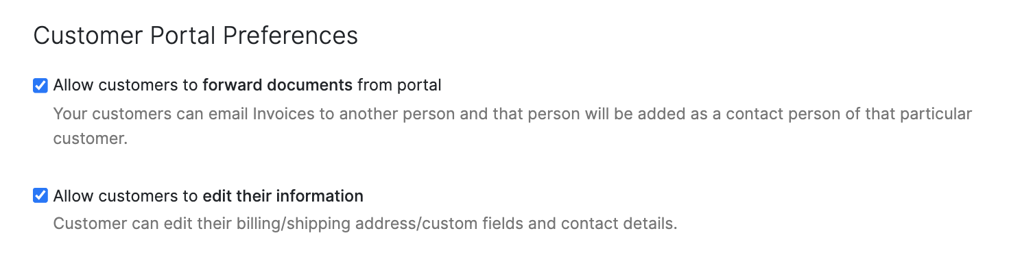 Customer Portal Preferences