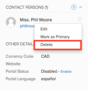 Delete - Contact Person