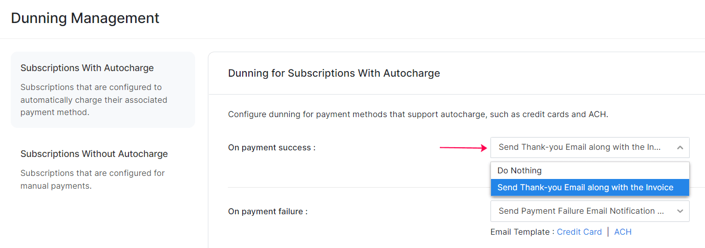 Payment Success Dropdown