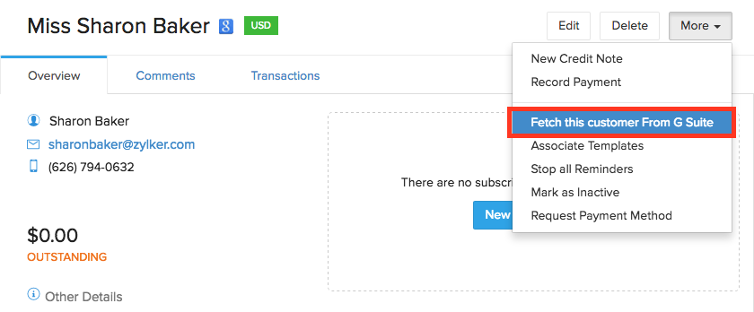 Update customer G Suite