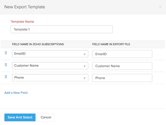 Fields in Export File