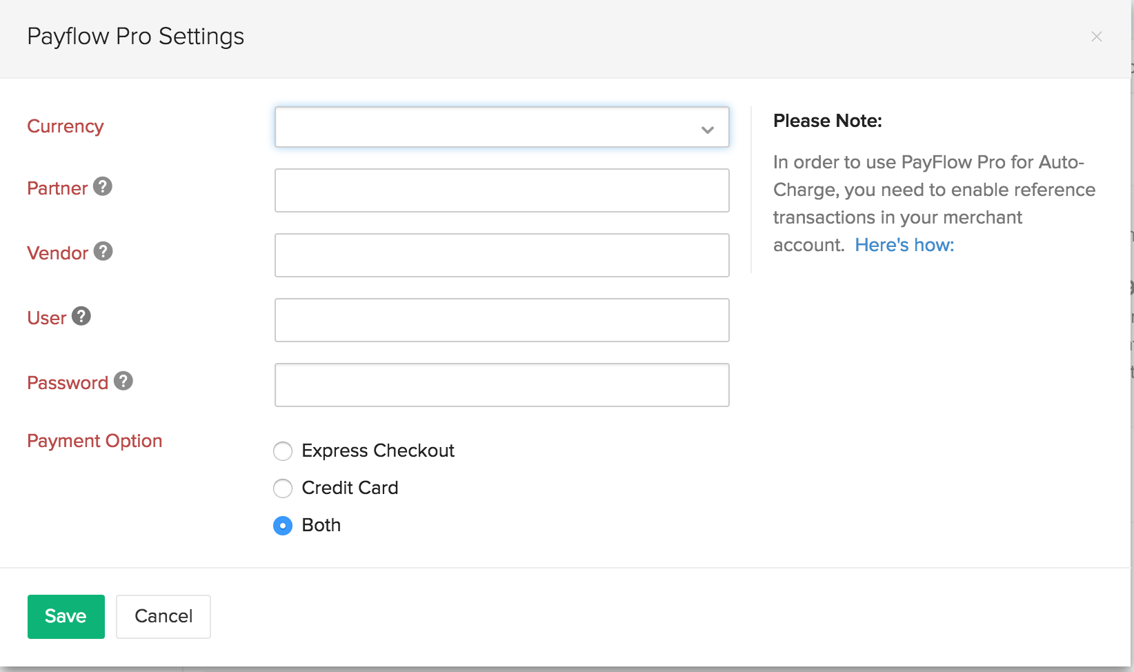 Setting up PayFlow Pro