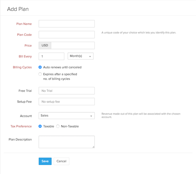 New plan form