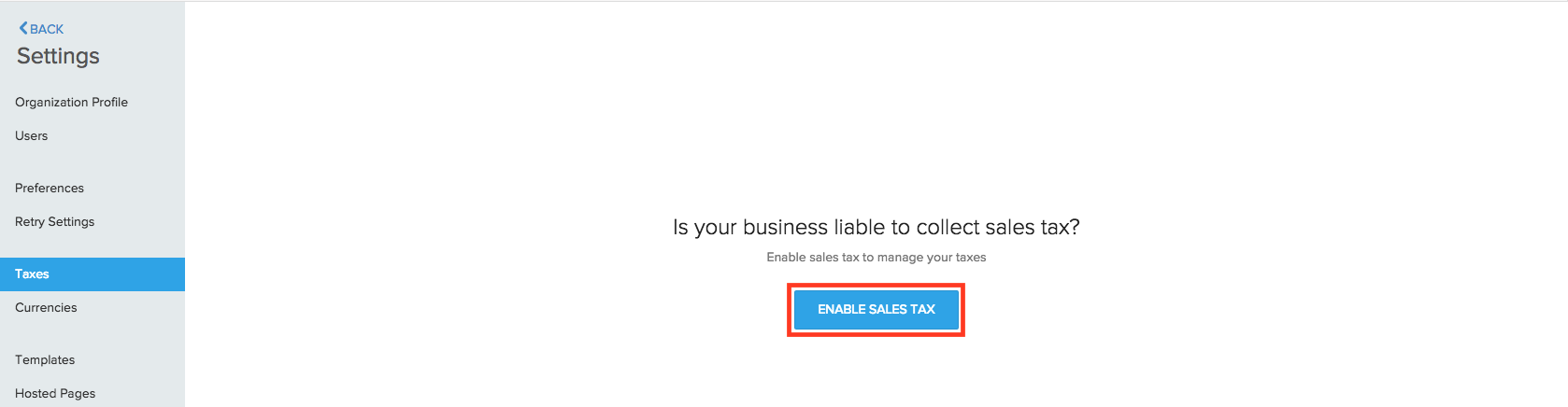 Enable Sales tax