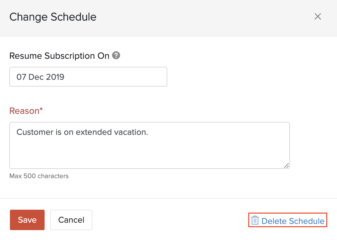 Change Schedule