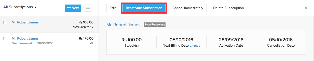 Reactivate cancelled subscription before term ends