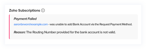 Error while bank account added