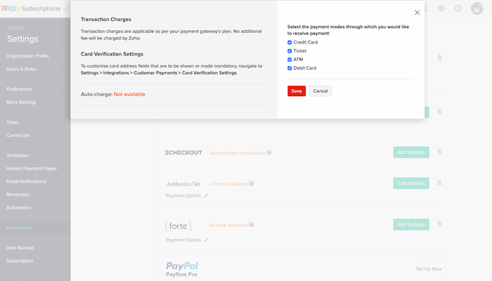 Transaction Charges -  Zoho Mercado Pago Integration | Zoho Subscriptions