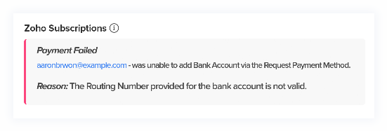 Error while bank account added