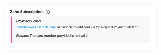Error while card added