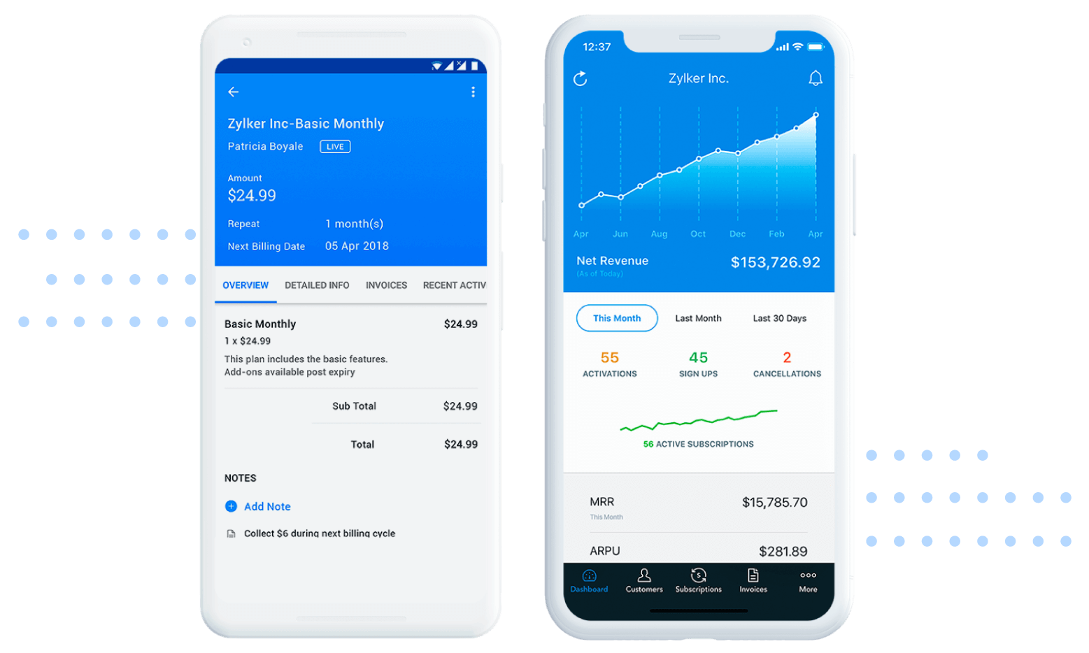 Subscription billing app for android and iOS | Zoho Subscriptions