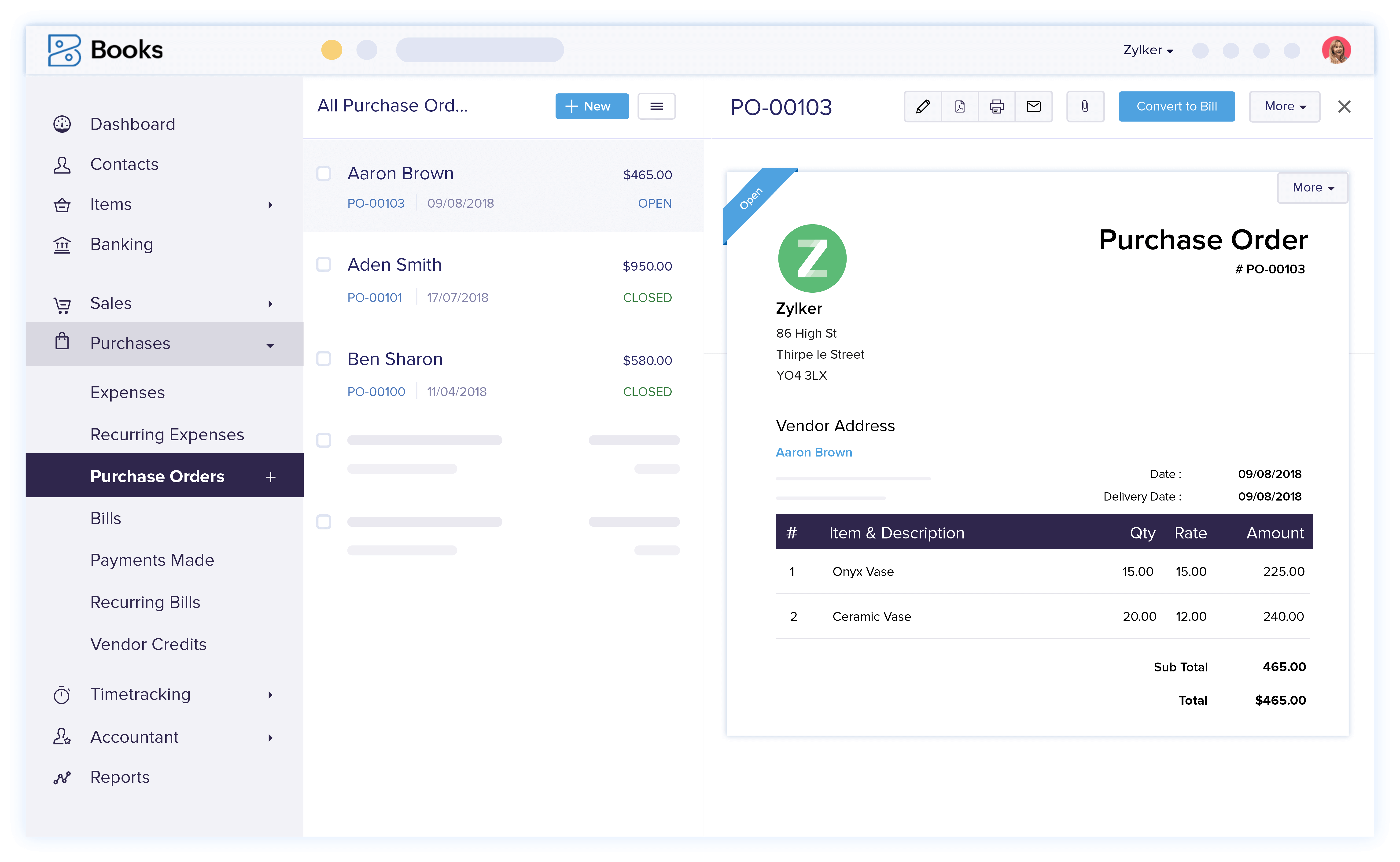 Purchase Order Software Online Purchase Order Management Zoho Books