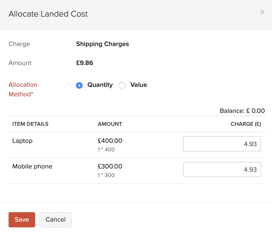 Allocate Landed Costs