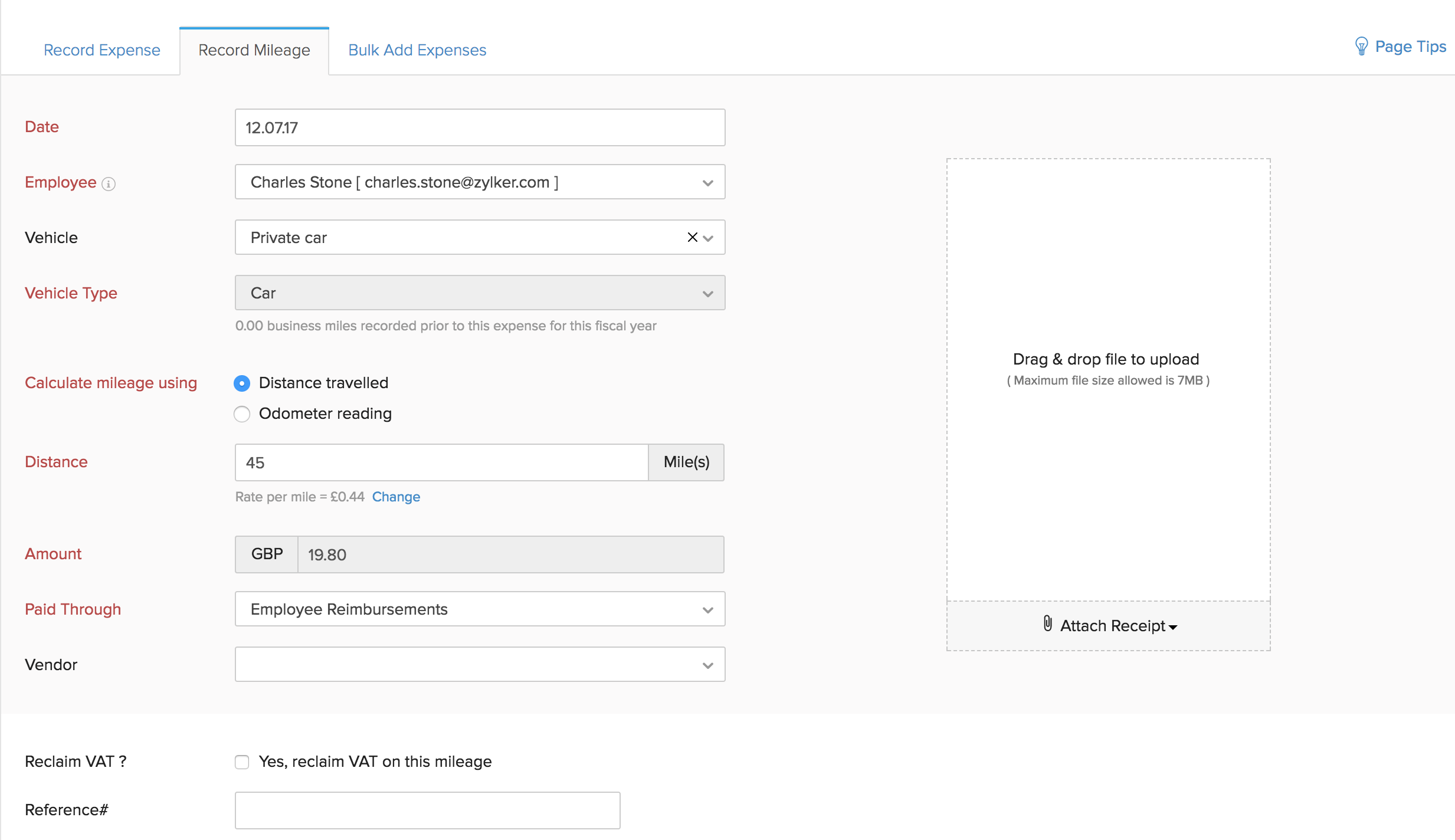 Expenses Help Zoho Books