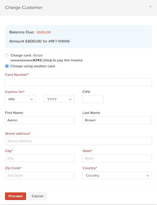 Manually Charging Customer