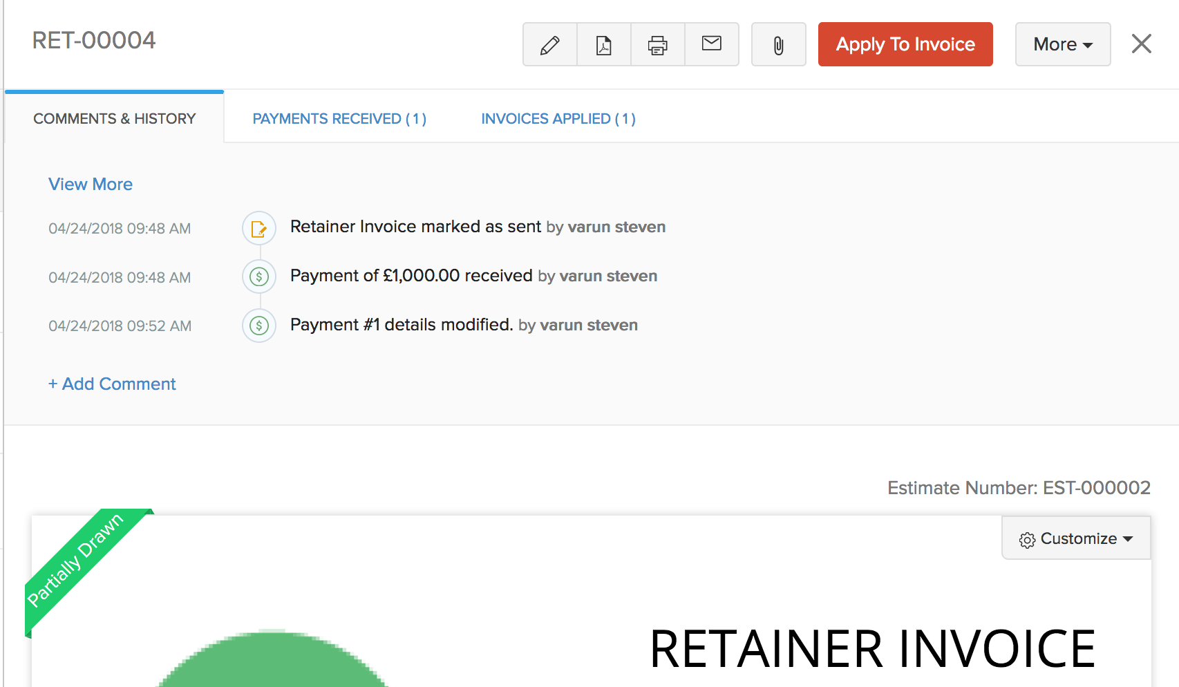 Quick View of Payments