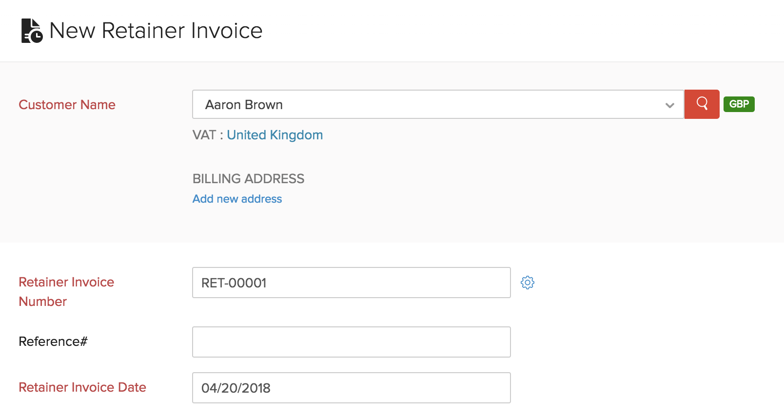 Customer details