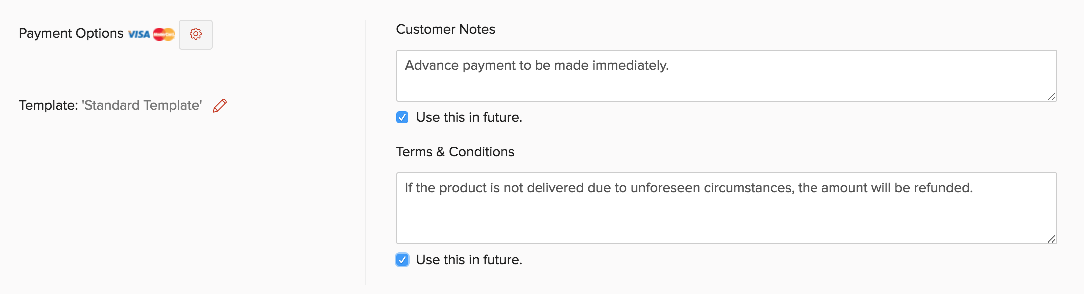 Payment Options, Terms & conditions