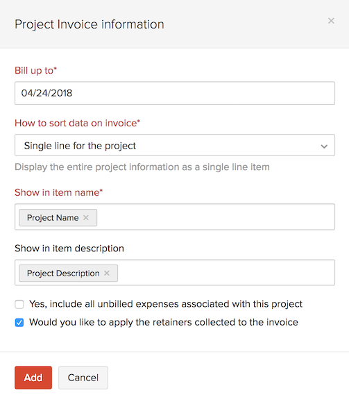 Retainer to Invoice Project