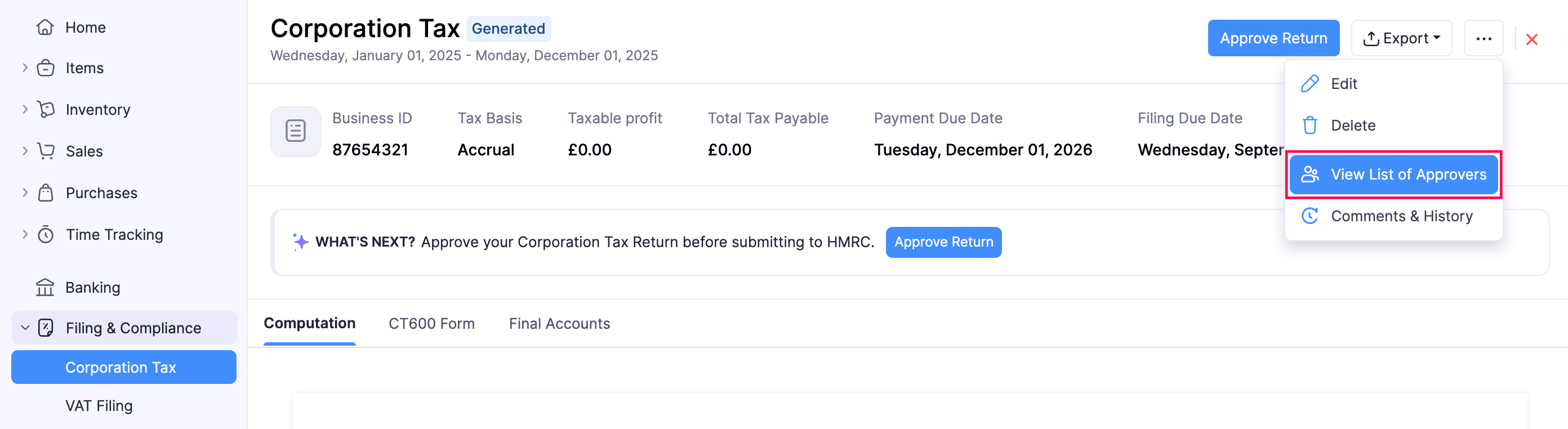View List of Approvers