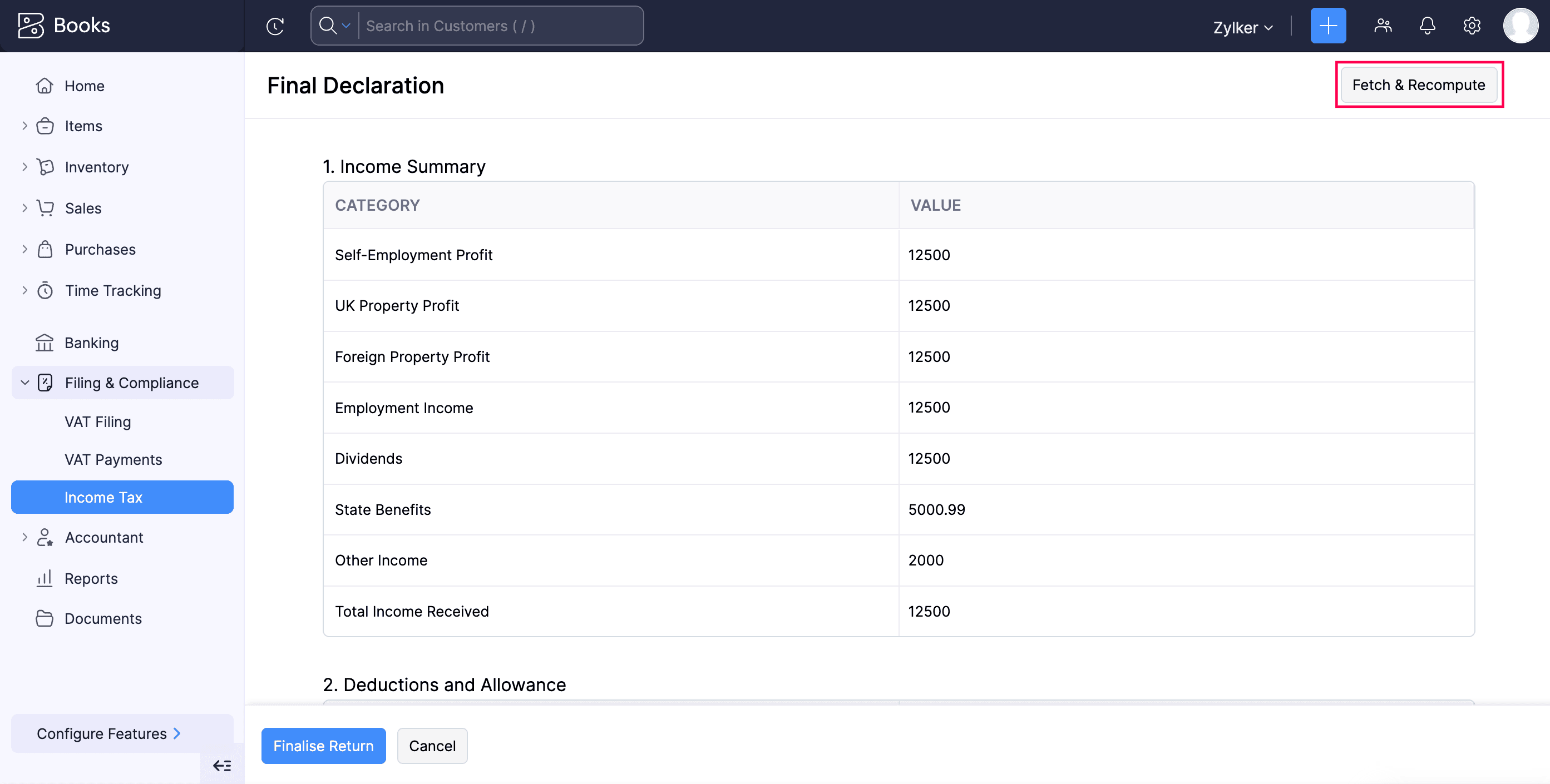 Recompute Final Declaration