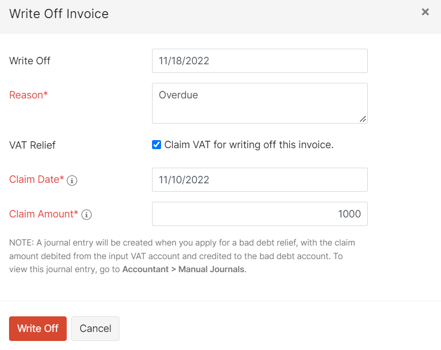 Write Off Invoice