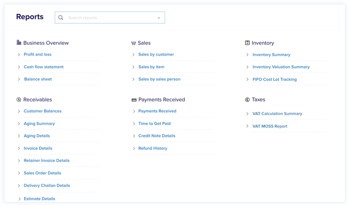 Financial Reporting - Zoho Books