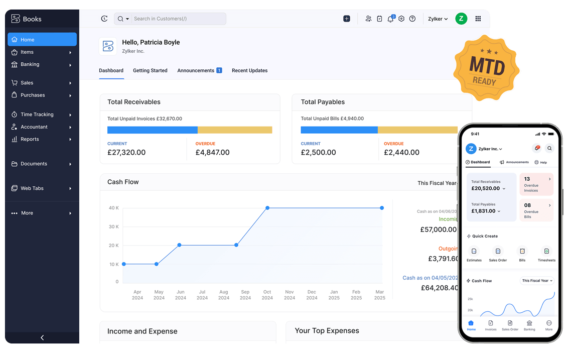 Dashboard - Online Accounting Software | Zoho Books