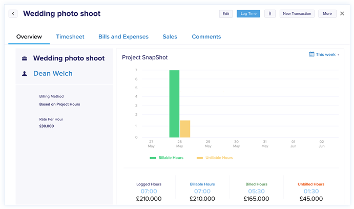 Project Time Tracking - Zoho Books