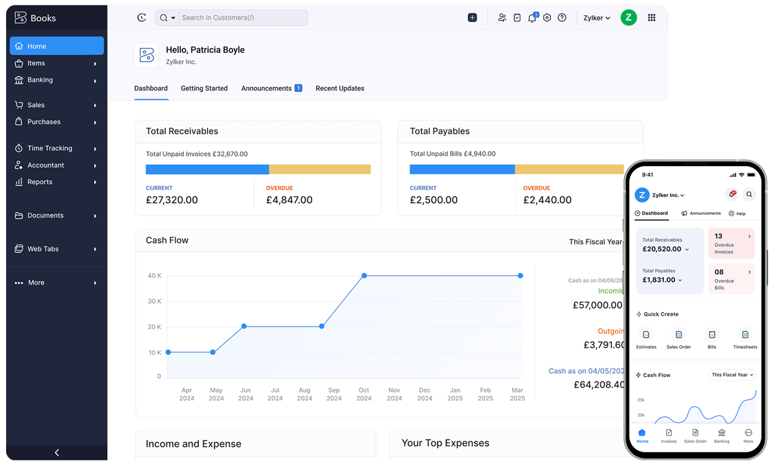 Dashboard - Online Accounting Software | Zoho Books