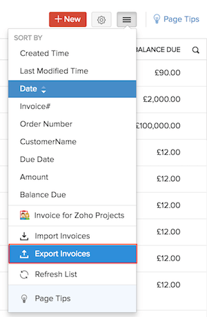Export invoices Image