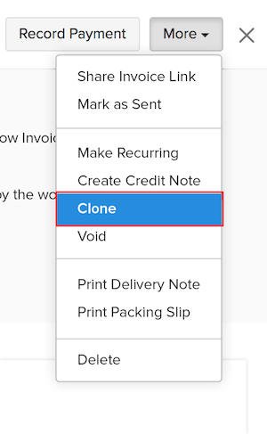 Cloning an invoice