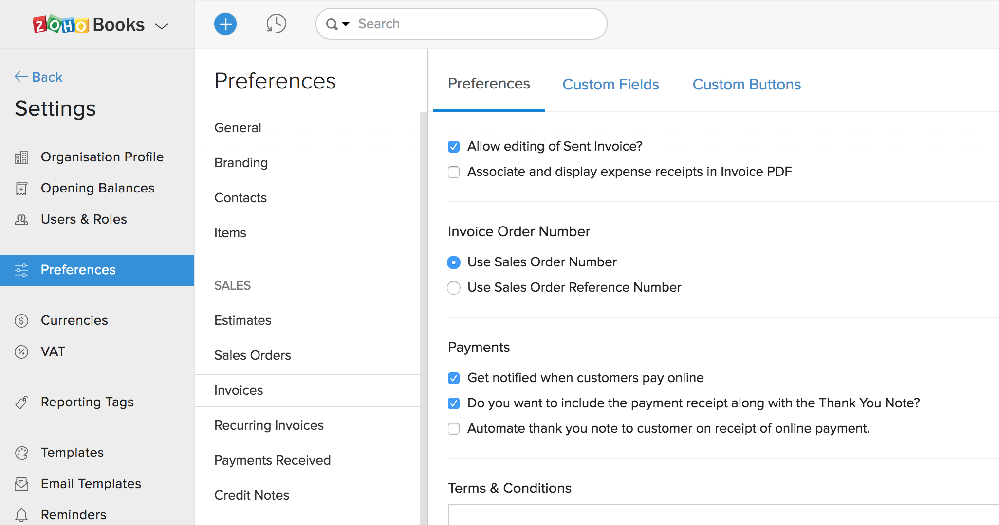 Invoice Preferences
