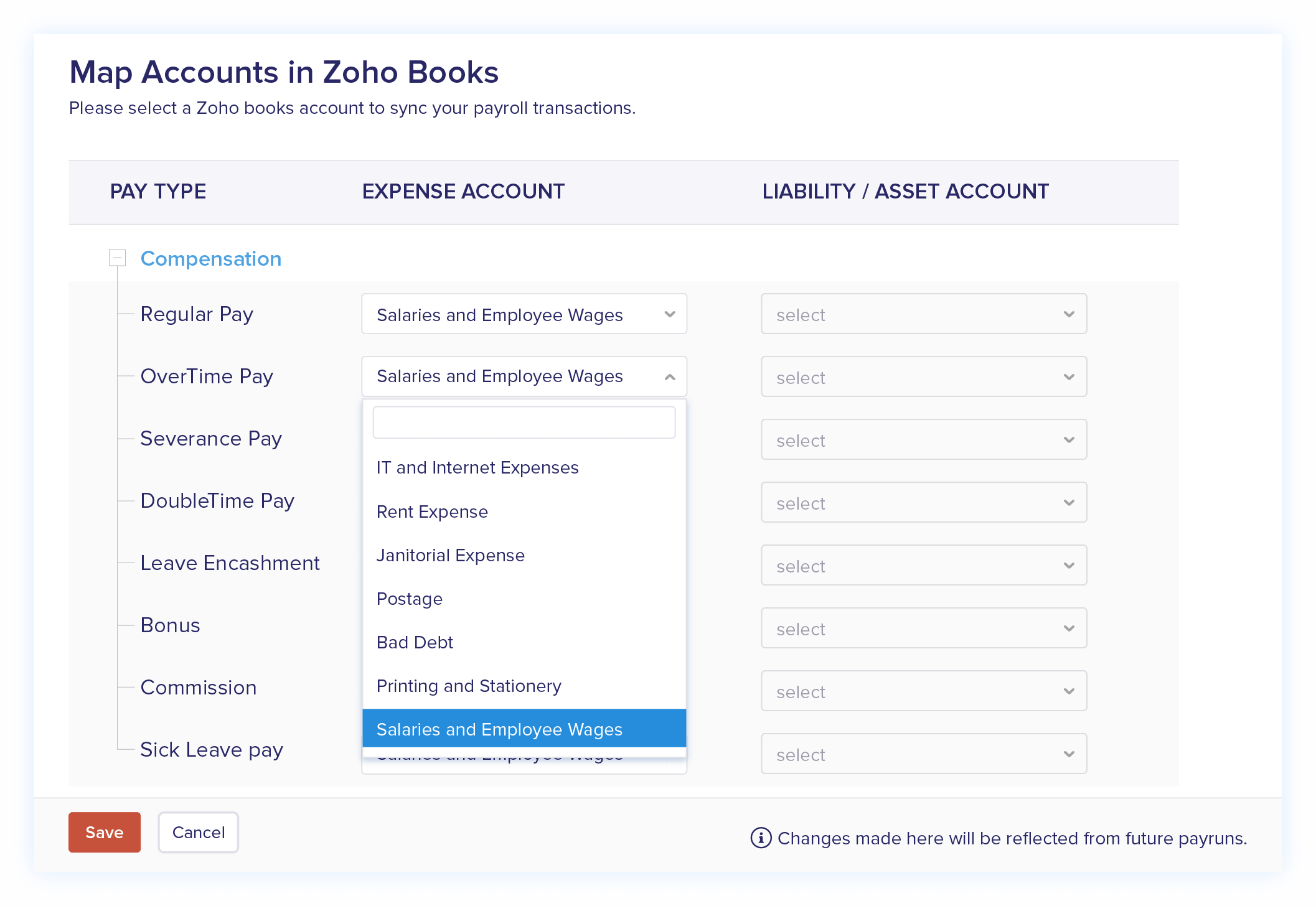 Map accounts within Zoho Books