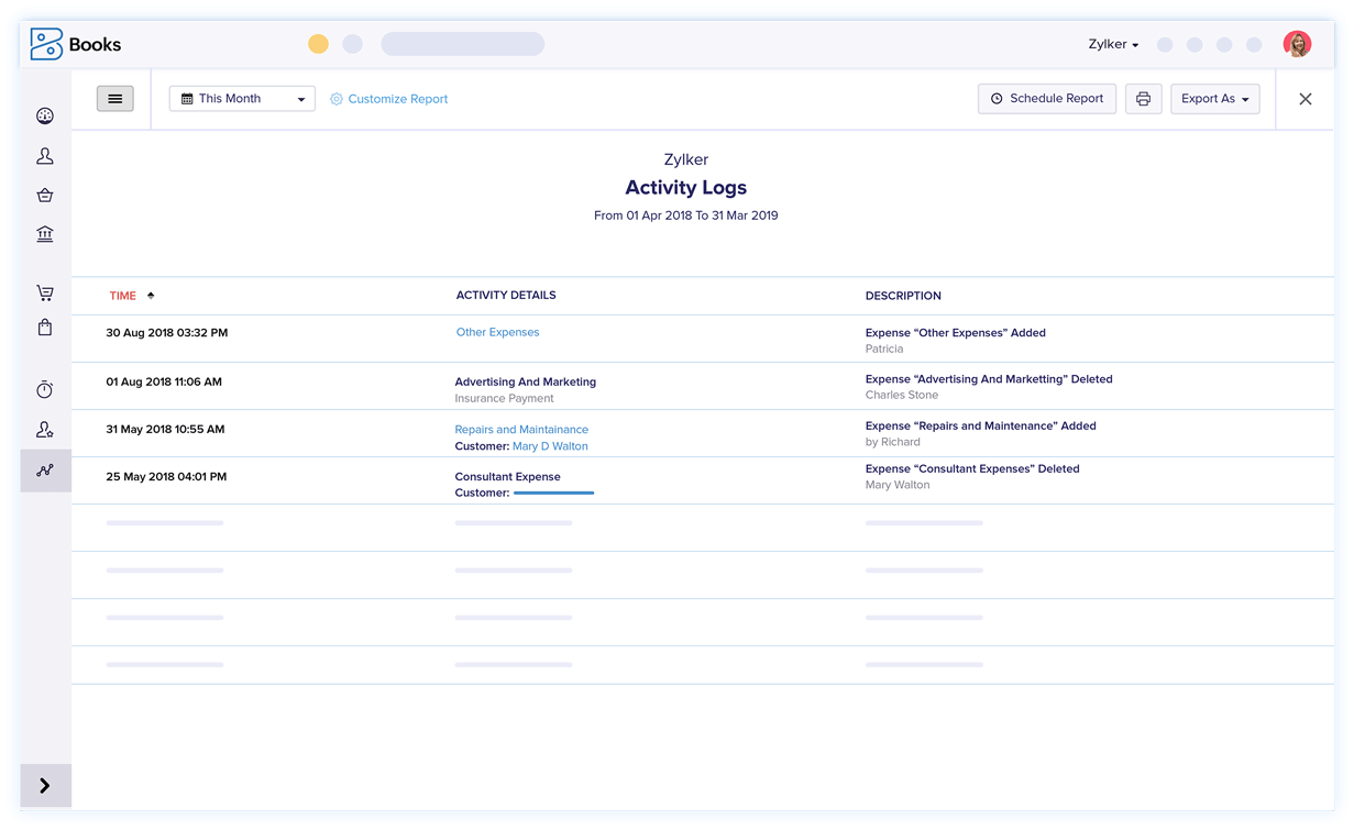 Audit Trails - Accounting Reports | Zoho Books