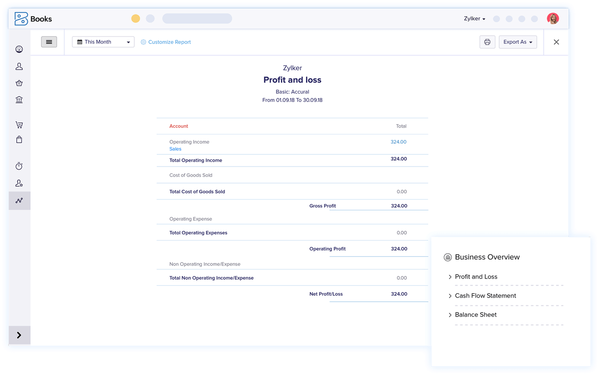 Profit & Loss Reporting Software - Financial Reporting Software | Zoho Books