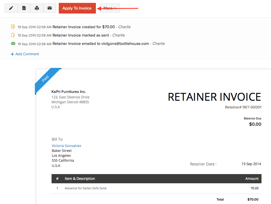 Apply to Invoice