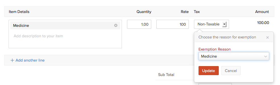 Making an Item Non-Taxable in Invoices