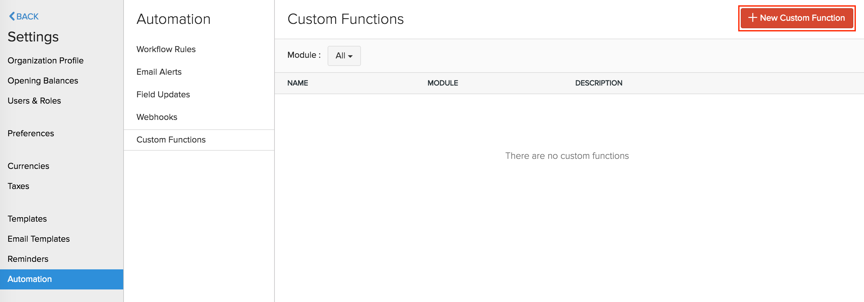 New Custom function button