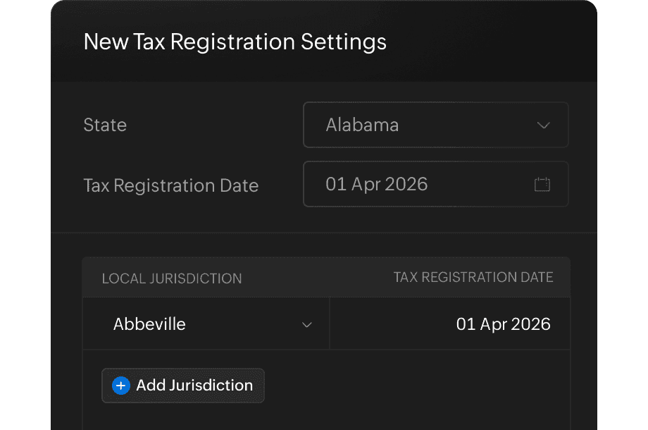 Capture tax registrations