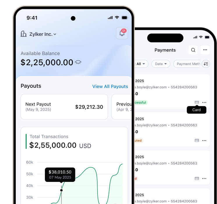 Zoho Payments mobile app