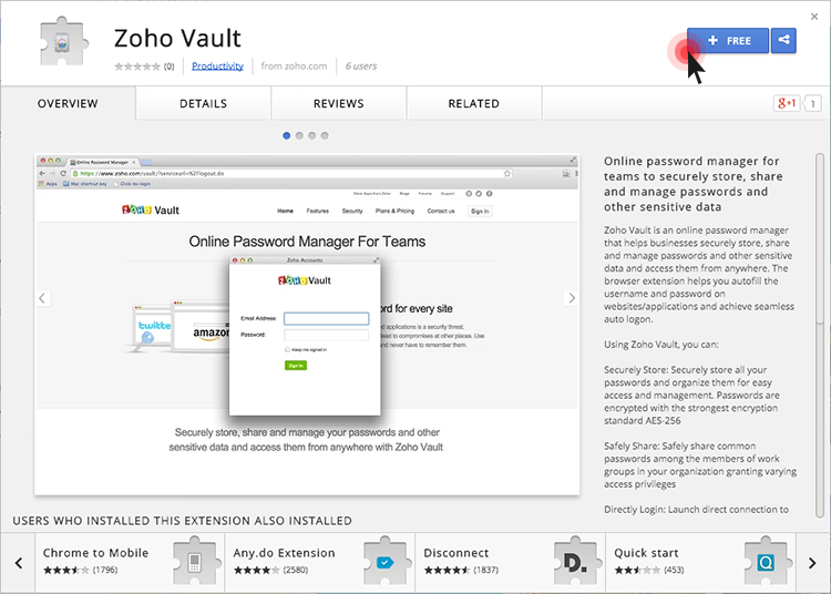 Zoho Vault Synchronize Passwords Through Browser Extension